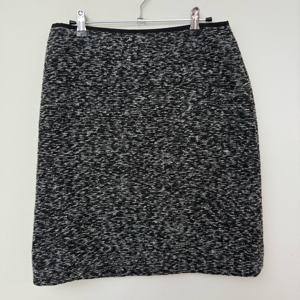 Kate Spade Size 8 Black Gray Metallic Tweed Pencil Skirt Women’s Gold Zipper